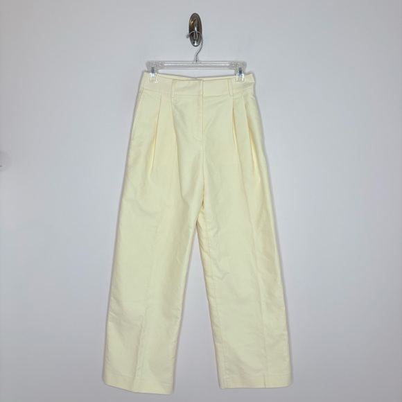 ALFIE Paris Pleated Tailored Wide Leg Trouser Pant Butter Yellow Cream Size XS - Picture 3 of 10